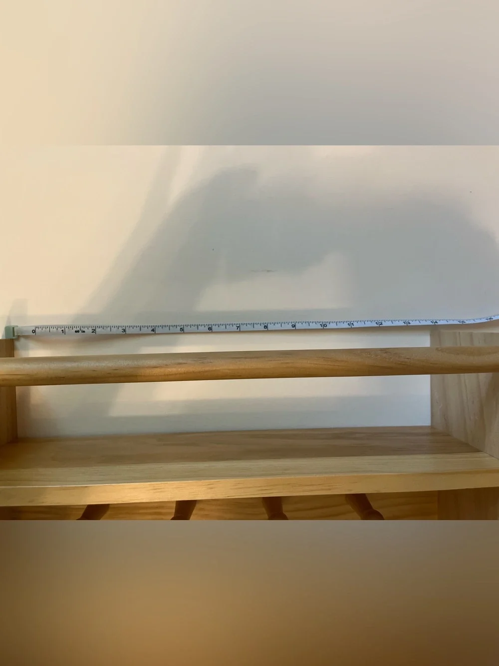 Natural Wood Wall Rack with Four Pegs - small for nursery